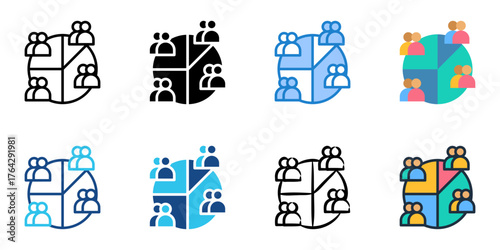 Segmentation icon set multiple style collection 
