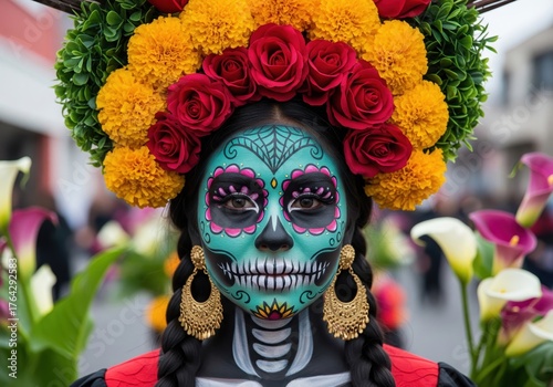 Woman Portrait Calavera Makeup Flowers Tradition Culture Day Of The Dead Global Citizen Authenticity