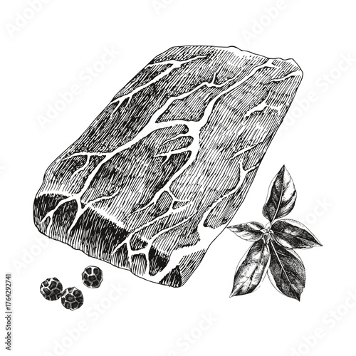 Raw beef flat iron steak vector