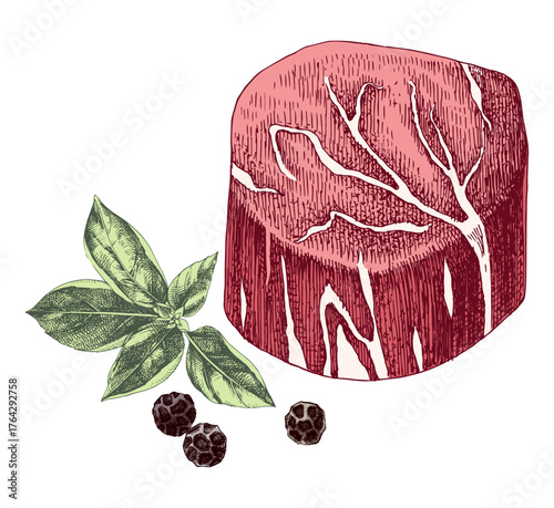 Raw beef fillet steak vector