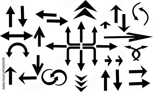Direction Arrow Icon Set Vector – Direction, Navigation, and Pointer Symbols Illustration