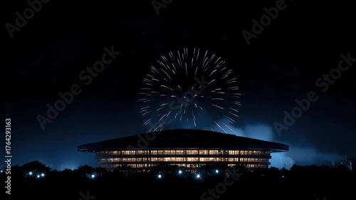 Fireworks bloom over the stadium