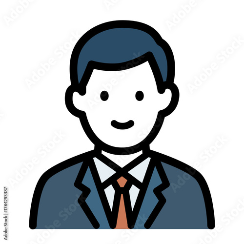 スーツを着た男性ビジネスマンのフラットアイコンイラスト