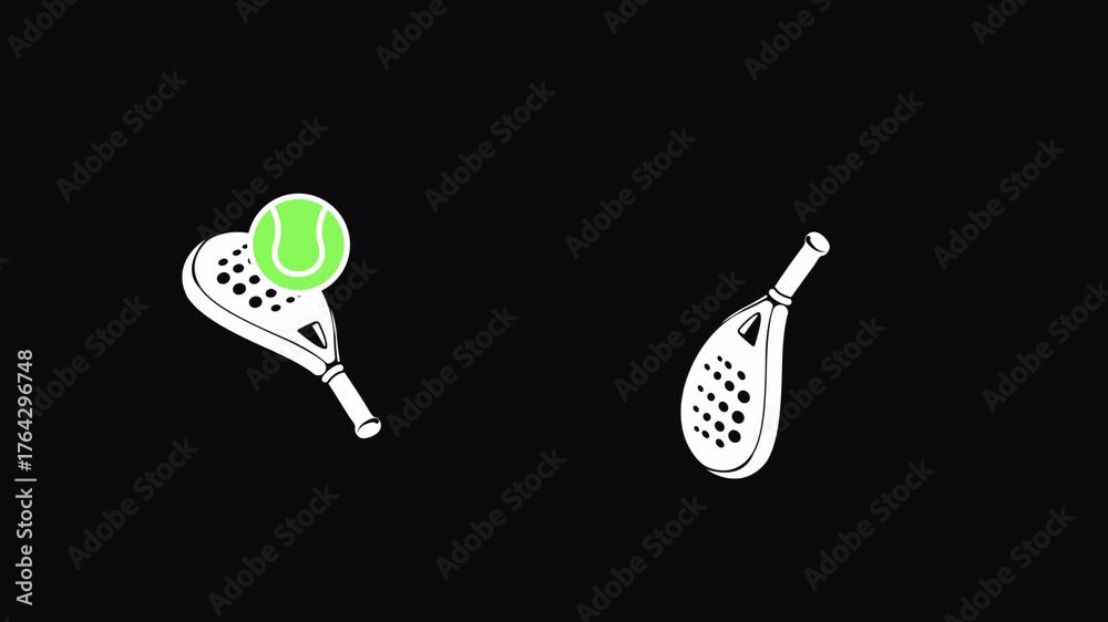 Padel Racket Animation Padel Sport Solid Icon Animation. Looping Rackets and Ball for Matches ...