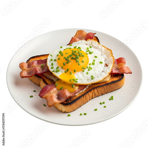 Savory breakfast toast with egg and bacon