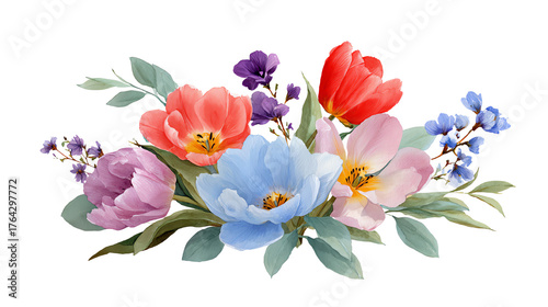A colorful assortment of flowers in a beautiful arrangement, perfect for enhancing any design with natural beauty.