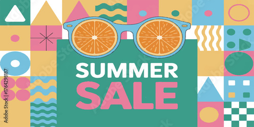 summer sale, mega sale, geometric design, abstract background, hot deals, exclusive discount, save big, sale banner, promotion, special offer, limited time, clearance, up to 50% off, shop now, summer,