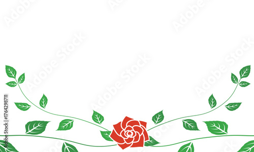 バラを中心にツルが下から広がるフレーム