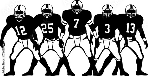 American Football Player Silhouette Set