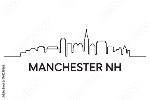 Manchester NH Line Art skyline silhouette. Black Manchester city design. with white background