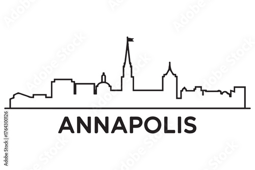 Annapolis Line Art skyline silhouette. Black Annapolis city design. with white background