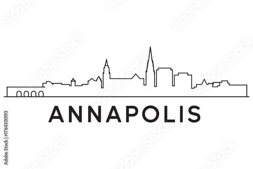 Annapolis Line Art skyline silhouette. Black Annapolis city design. with white background