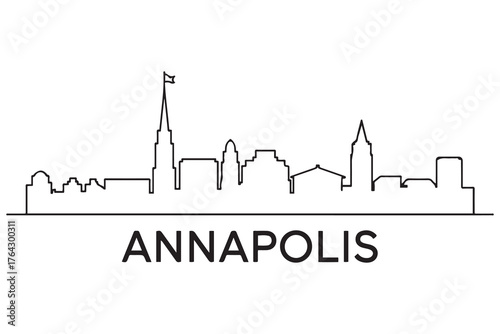 Annapolis Line Art skyline silhouette. Black Annapolis city design. with white background