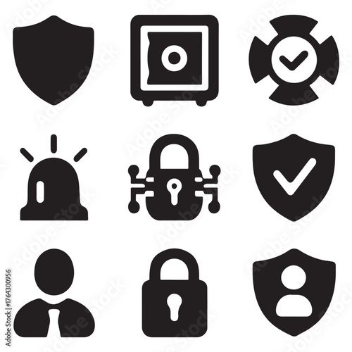 Protection Web Icon Set vector