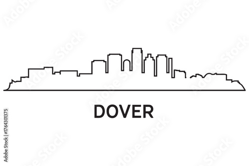 Dover Line Art skyline silhouette. Black Dover city design. with white background