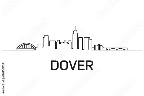 Dover Line Art skyline silhouette. Black Dover city design. with white background