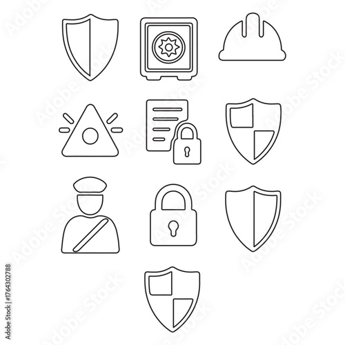 Protection Web Icon Set vector