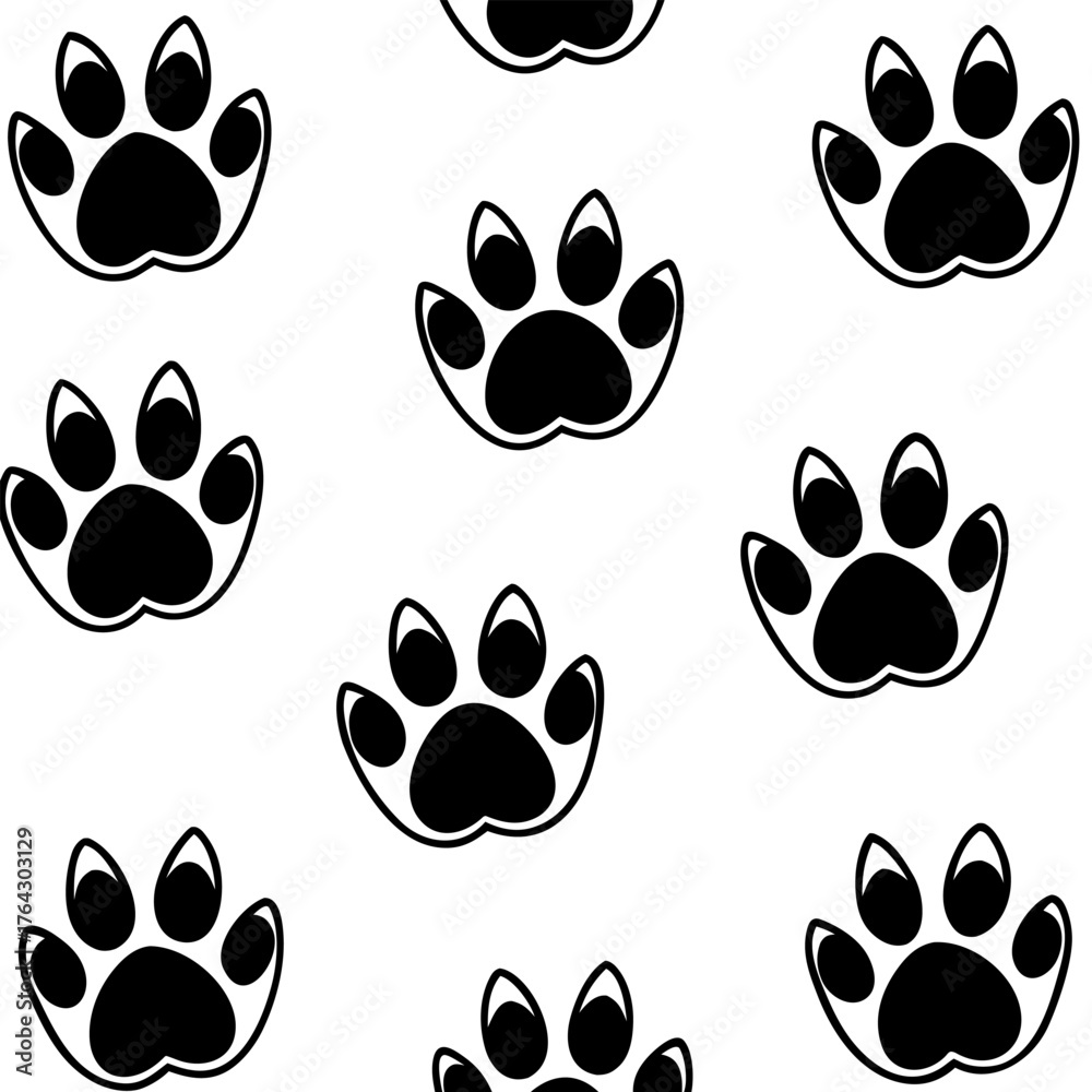 Fototapeta premium Bear Paw Print Seamless Pattern – Wildlife Animal Texture Vector Design