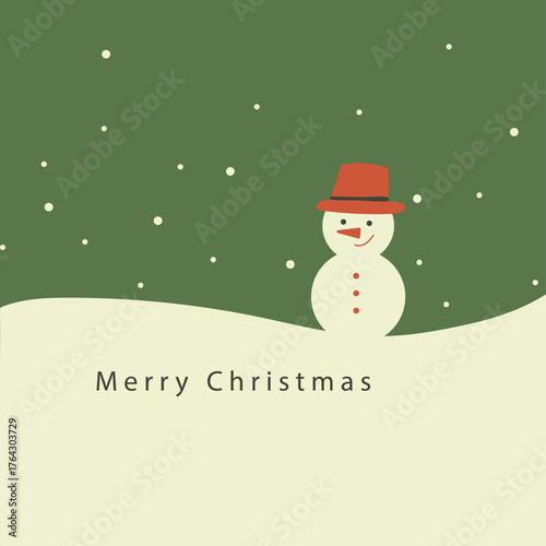 【ほんわか手書き風】雪だるまと雪の結晶のクリスマス背景・壁紙イラスト