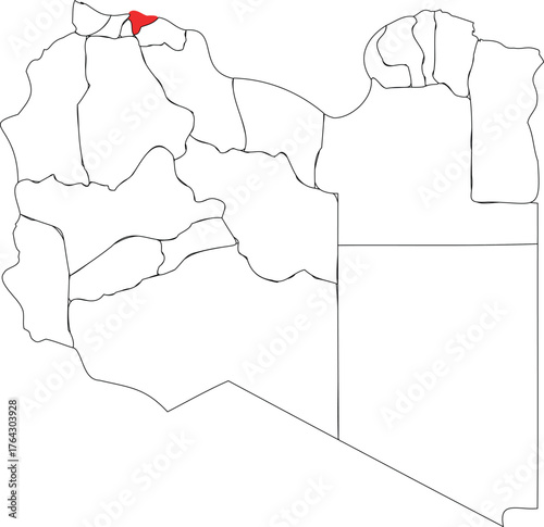 Libya political map with capital tripoli marked vector illustration 