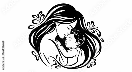 Mother and Baby Vector Illustration