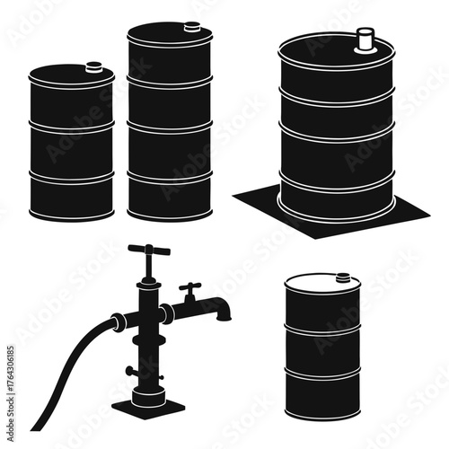 Vector art of oil barrel and water tap