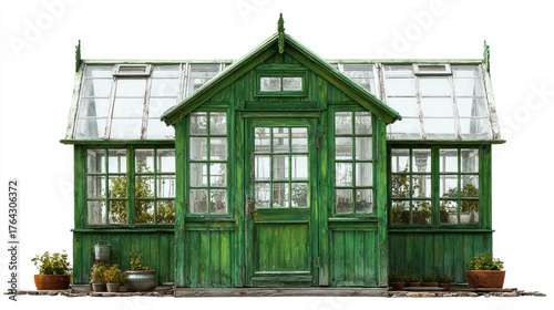 Beautiful green greenhouse with plants and flowers sustainable gardening eco lifestyle and organic agriculture farming concept