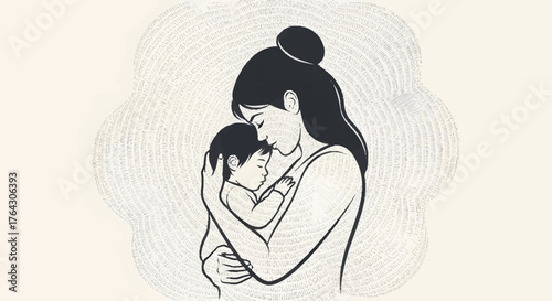Mother and Child Embrace Illustration