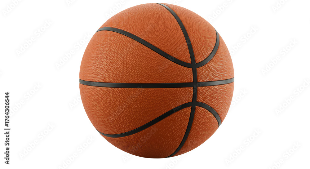 Fototapeta premium Vibrant Orange Basketball with Textured Surface and Black Seams on a Warm Background