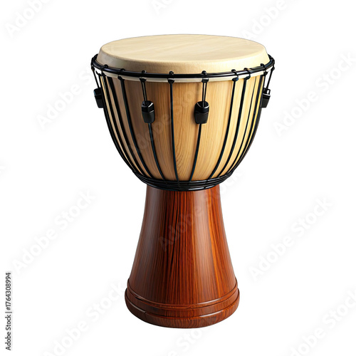 Wooden drum with light and dark wood