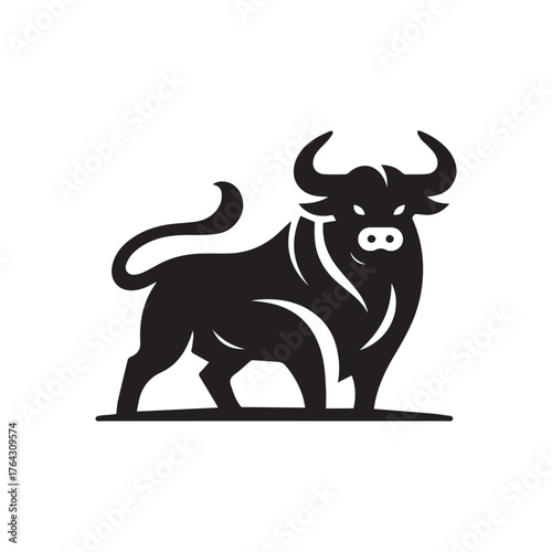 Bull logo style silhouette modern and original illustration