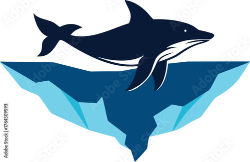 Dolphin and iceberg logo silhouette