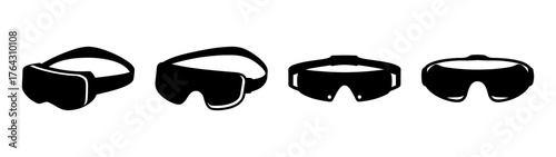 Four diverse virtual reality headsets showcasing immersive technology and future gaming experiences