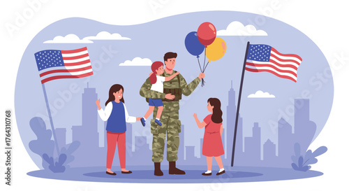 Soldier's Homecoming with Family