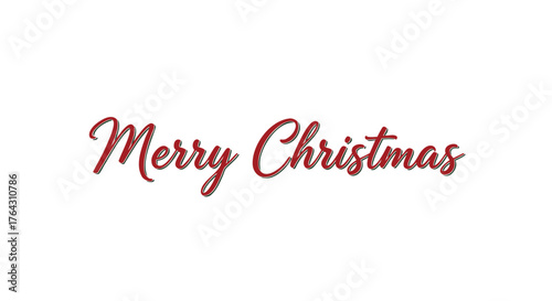 Merry Christmas holiday greeting text with a festive red font and a subtle shadow effect on a white background, perfect for seasonal cards and decorations