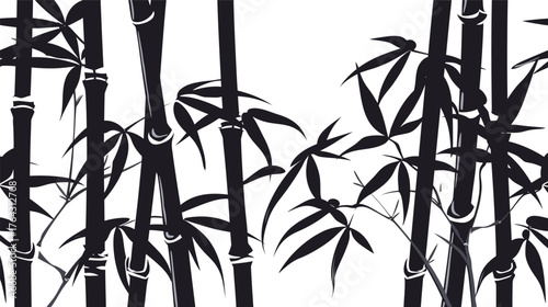 Bamboo silhouette vector illustration, simple minimalist bamboo stalks and leaves design
