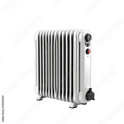 White compact heater with ribbed panels