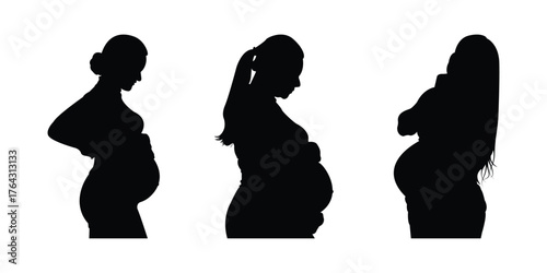 Collection of Pregnant Woman  . maternity and motherhood concept . eps 10