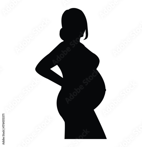 Vector silhouettes of a pregnant woman . pregnant woman, side view. eps 10 