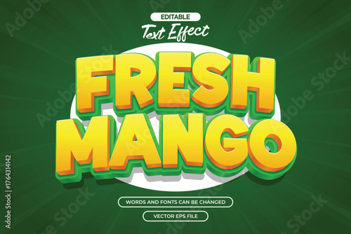 Fresh mango editable text effect with cartoon text style and with comic background
