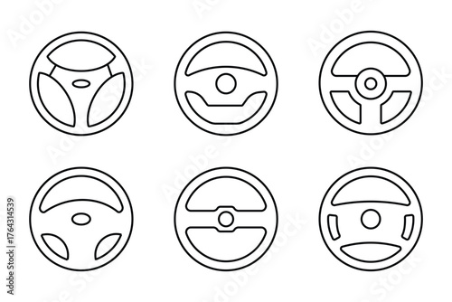 Steering wheel silhouette icon set vector  . Truck steering wheel silhouette vector flat illustration design . eps 10
