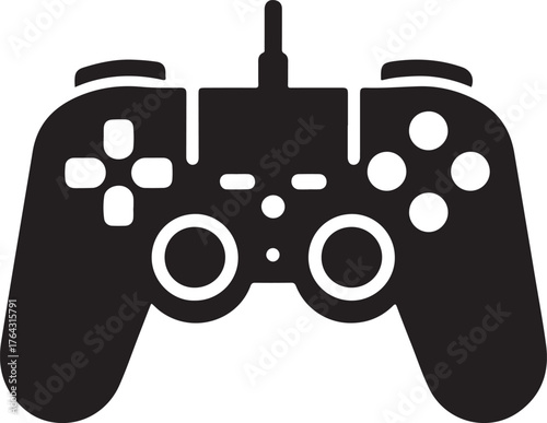 Modern video game controller silhouette isolated on white background