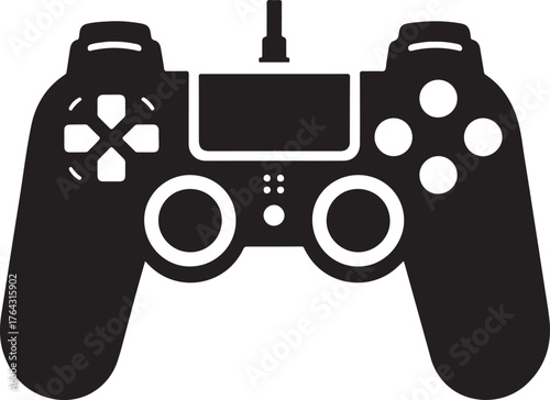 Modern video game controller silhouette isolated on white background
