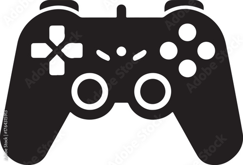 Modern video game controller silhouette isolated on white background