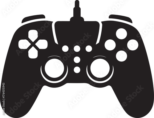 Modern video game controller silhouette isolated on white background
