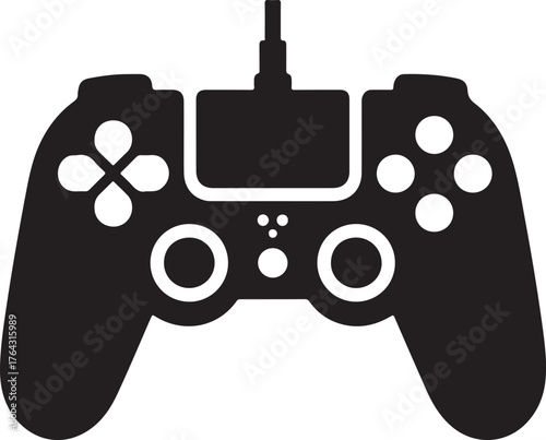 Modern video game controller silhouette isolated on white background