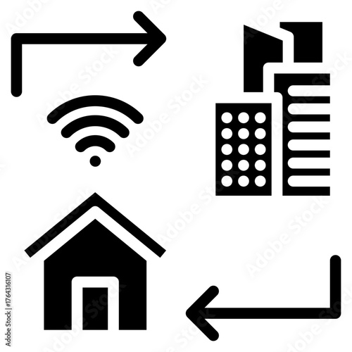 Hybrid worki icon glyph style vector illustration