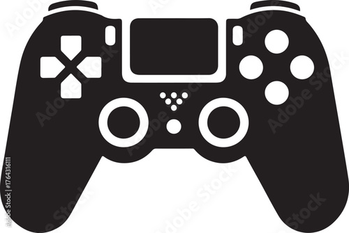 Modern video game controller silhouette isolated on white background