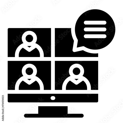 Meeting online  icon glyph style vector illustration