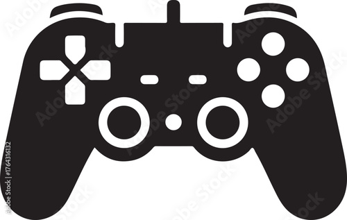 Modern video game controller silhouette isolated on white background